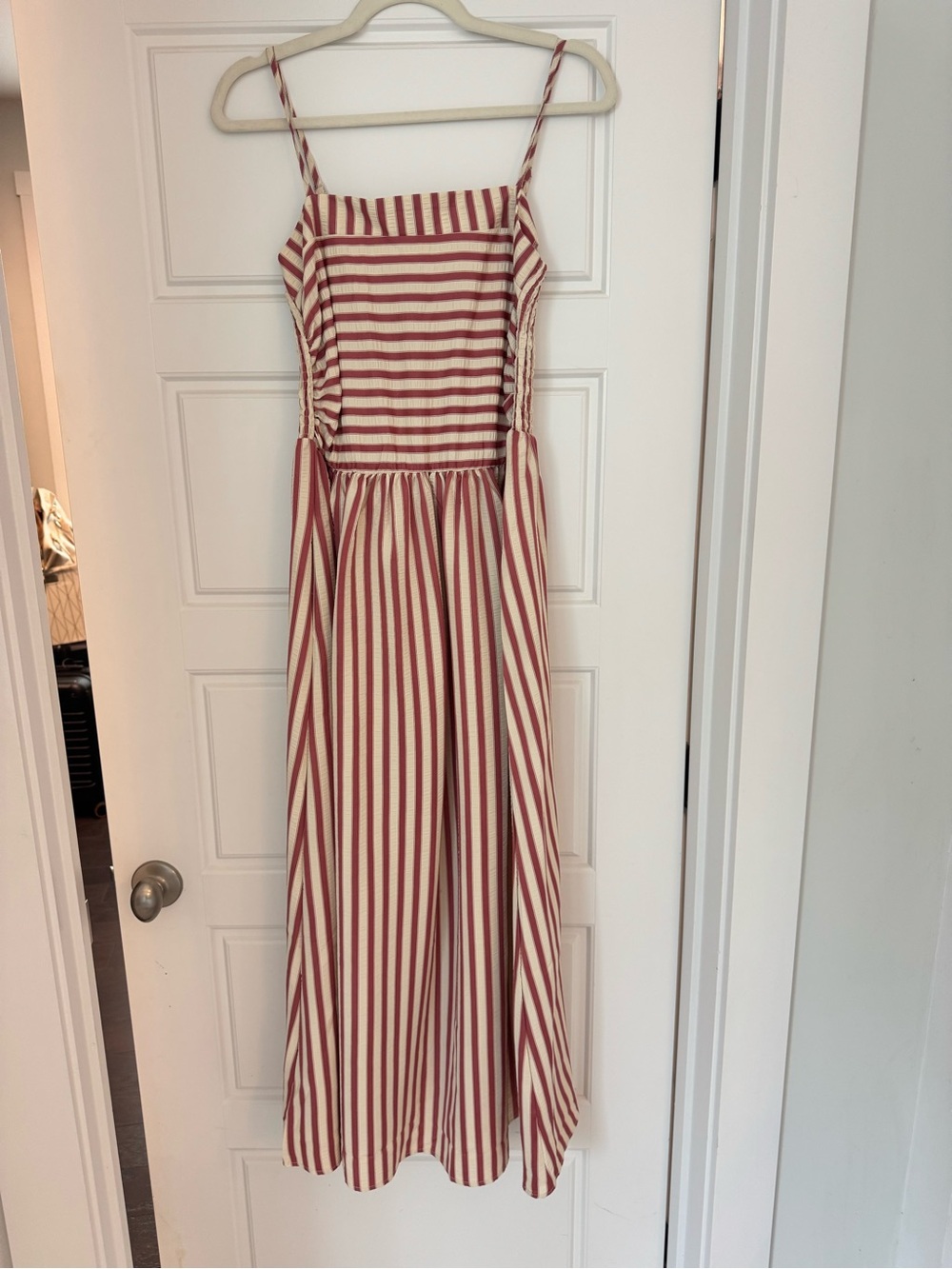 Striped Red & White Sleeveless Dress